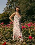 Rowan White Floral Silk Dress | AZURIERA