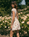 Rosa White Floral Silk Dress | AZURIERA