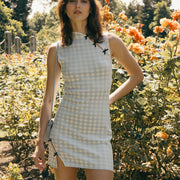 Bianca Check Knit Mini Dress | AZURIERA
