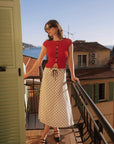 AZURIERA Rae Blouse|French-Inspired Red Summer Knit Blouse