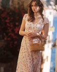 AZURIERA Patricia Silk Dress|Pink Floral Print Midi DressAZURIERA Patricia Silk Dress|Pink Floral Print Midi Dress