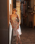 AZURIERA|Silk Cherry Print Slip Dress – Floral Summer Midi Dress