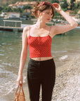AZURIERA|Charis Silk Red Polka Dot Crop Top