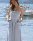 AZURIERA|Blue Gingham Lace-Up Dress – Eco Cotton Summer Midi