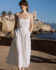 AZURIERA Cicely Dress|White Cotton Midi Dress With Pockets