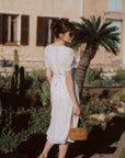 AZURIERA | Ablott Silk Dress | French White Polka Dot Wrap Dress