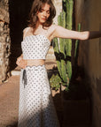 AZURIERA Abdie Set: French Riviera-Inspired Polka Dot Top & A-Line Skirt