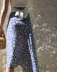 AZURIERA Perla Silk Floral Print Skirt