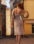 AZURIERA|Silk Cherry Print Slip Dress – Floral Summer Midi Dress