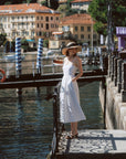 AZURIERA|White Silk Cotton Polka Dot Midi Dress