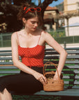 AZURIERA|Charis Silk Red Polka Dot Crop Top