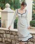AZURIERA Dolores Silk Dress – Polka Dot Midi