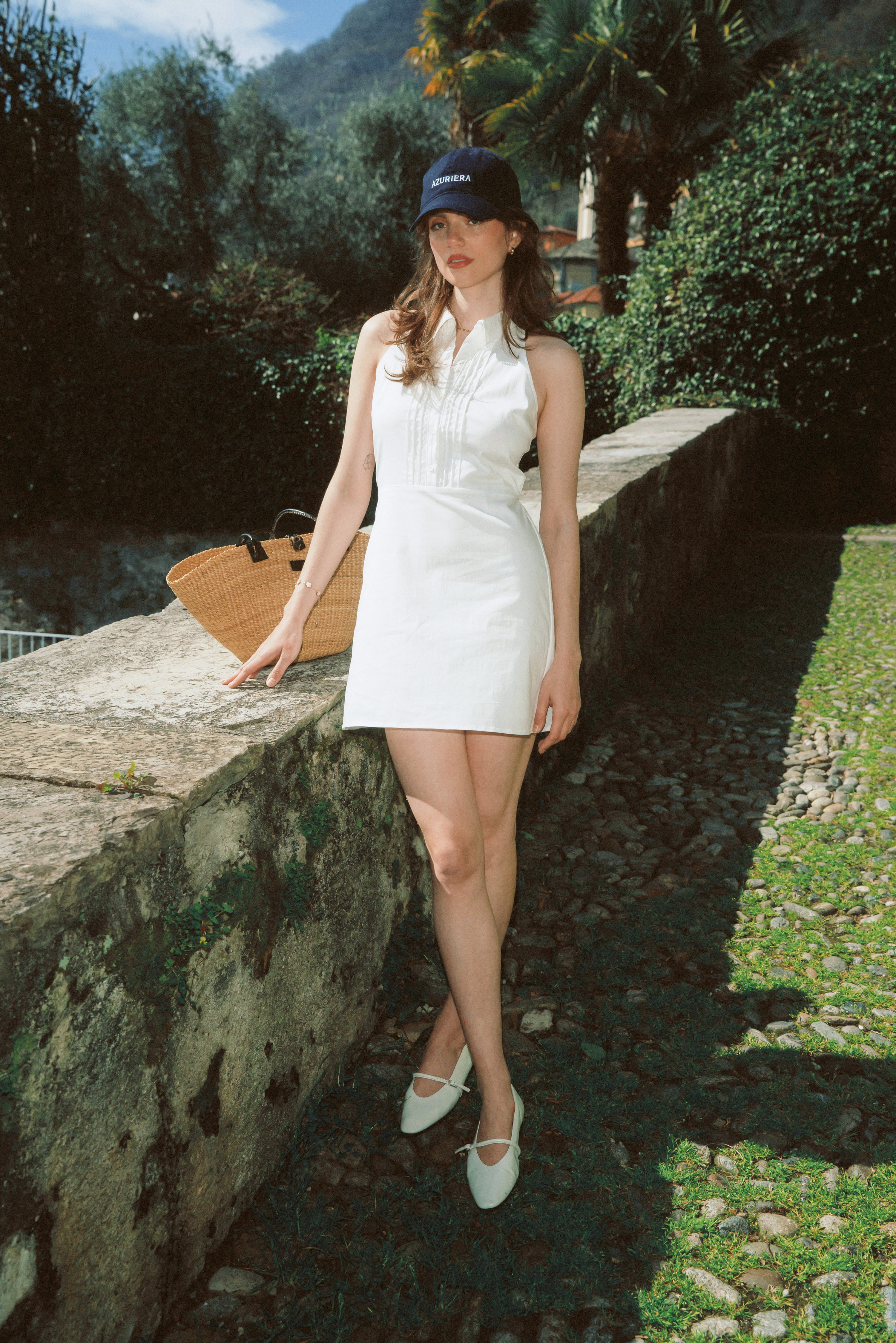 AZURIERAWhite Halter Mini Dress Cotton Pintuck Summer Dress AZURIERAWhite Halter Mini Dress Cotton Pintuck Summer Dress
