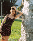 AZURIERA|Black Silk Floral Lace Mini Dress