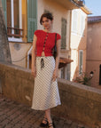 AZURIERA Rae Blouse|French-Inspired Red Summer Knit Blouse