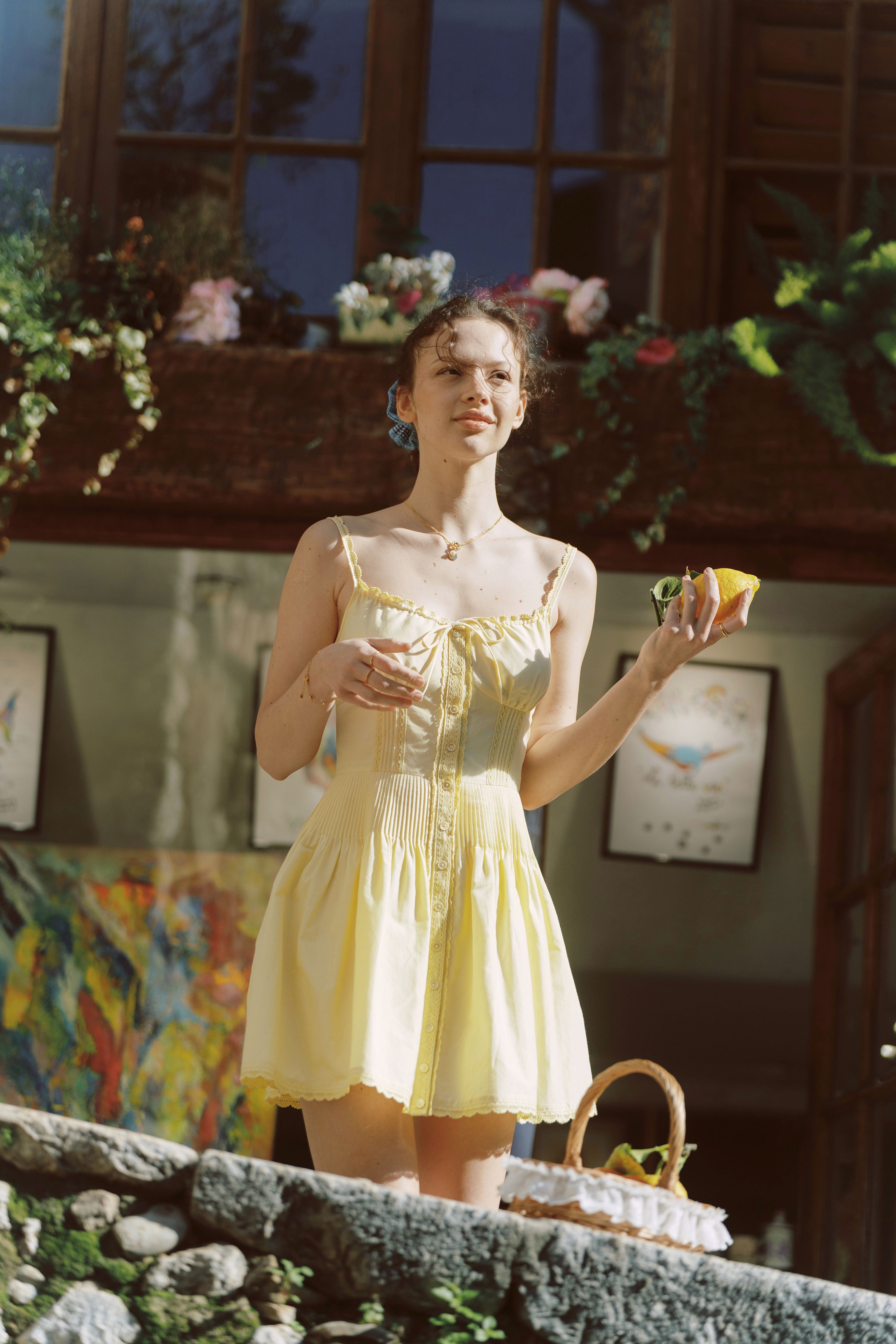 Amelia Silk Cotton Mini Dress｜AZURIERA