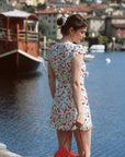 AZURIERA|Silk Cherry Wrap Mini Dress – Romantic Summer floral dress