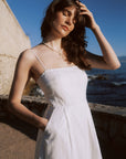 AZURIERA Cicely Dress|White Cotton Midi Dress With Pockets