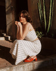 AZURIERA Abdie Set: French Riviera-Inspired Polka Dot Top & A-Line Skirt