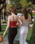 AZURIERA|Charis Silk Red Polka Dot Crop Top
