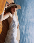 AZURIERA|Lois Silk White Polka Dot Halter Midi Wrap Dress