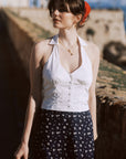 AZURIERA|French-Inspired Halter Camisole Top | U-Neck Lace Trim