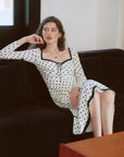 AZURIERA Dolores Silk Dress – Polka Dot Midi