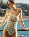 White Polka Dot One Piece Swimsuit | AZURIERA