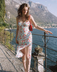 AZURIERA|Silk Cherry Print Slip Dress – Floral Summer Midi Dress