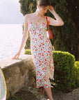 AZURIERA|Silk Cherry Print Slip Dress – Floral Summer Midi Dress