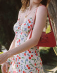 AZURIERA|Silk Cherry Print Slip Dress – Floral Summer Midi Dress