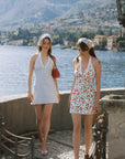 AZURIERA|Silk Cherry Print Halter Dress – Vintage Picnic Mini Dress