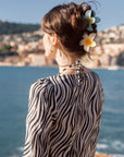 Zenia Zebra Print Silk Top|AZURIERA