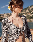 Zenia Zebra Print Silk Top|AZURIERA
