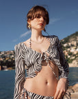 Zenia Zebra Print Silk Top|AZURIERA