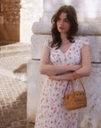 AZURIERA Patricia Silk Dress|Pink Floral Print Midi Dress