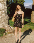 AZURIERA|Black Silk Floral Lace Mini Dress