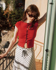 AZURIERA Rae Blouse|French-Inspired Red Summer Knit Blouse