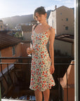AZURIERA|Silk Cherry Print Slip Dress – Floral Summer Midi Dress