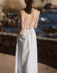 AZURIERA Cicely Dress|White Cotton Midi Dress With Pockets