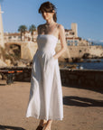 AZURIERA Cicely Dress|White Cotton Midi Dress With Pockets