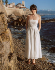 AZURIERA Cicely Dress|White Cotton Midi Dress With Pockets
