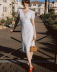 AZURIERA | Ablott Silk Dress | French White Polka Dot Wrap Dress