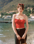 AZURIERA|Charis Silk Red Polka Dot Crop Top