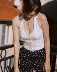 AZURIERA|French-Inspired Halter Camisole Top | U-Neck Lace Trim