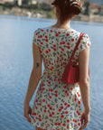 AZURIERA|Silk Cherry Wrap Mini Dress – Romantic Summer floral dress