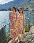 AZURIERA|Silk Watercolor Floral Slip Dress – Summer Midi Elegance