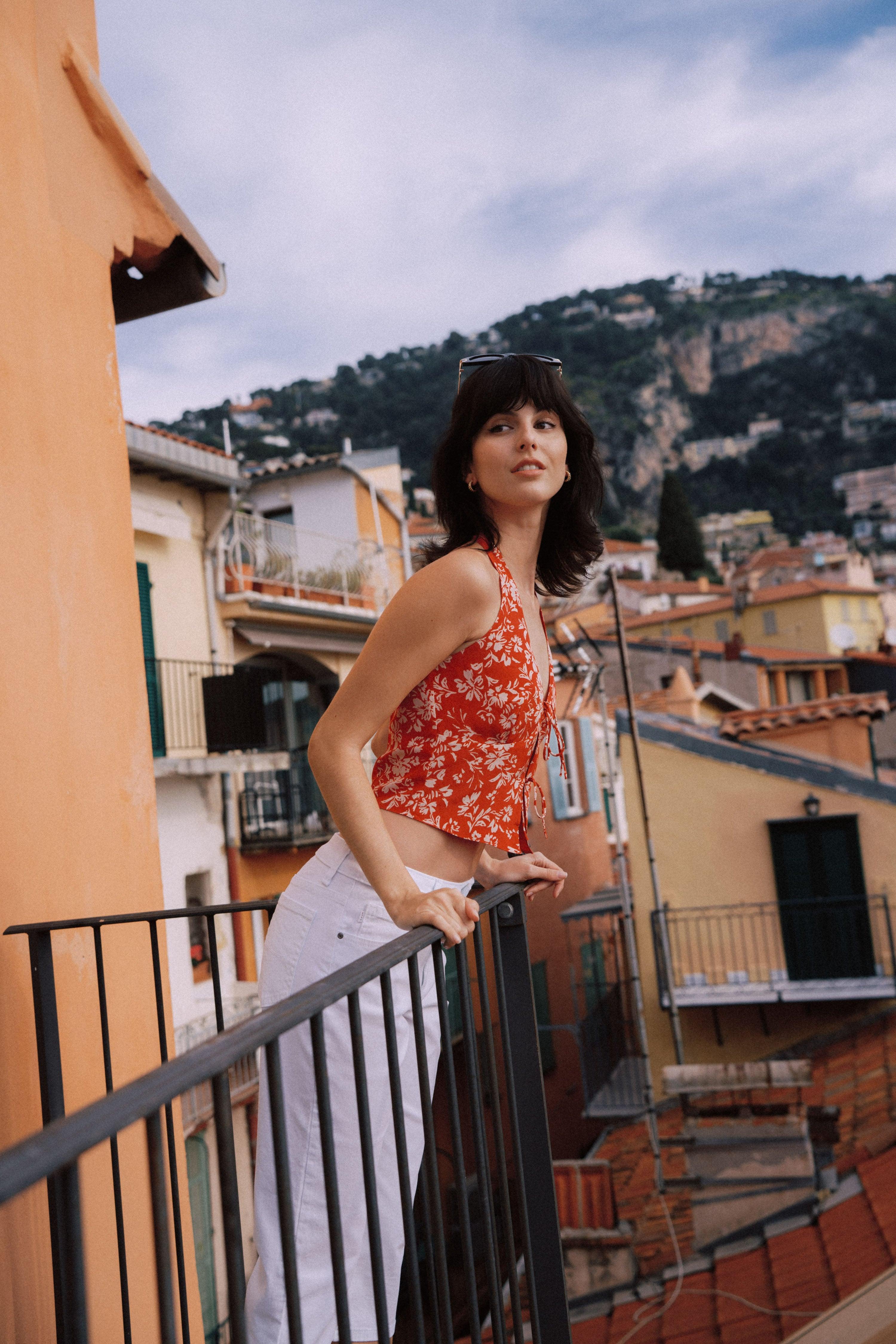 Azalea Red Floral Silk Top｜AZURIERA