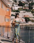 Citrine Lemon Printed Silk Dress|AZURIERA