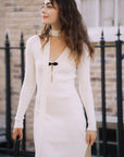 Claudie White Knitted Dress|AZURIERA